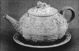 A stoneware teapot mode by Jonah Wedgwood and Co. of Staffordshire England. (From the collections of Henry Ford Museum & Greenfield Village, Dearborn, Michigan)